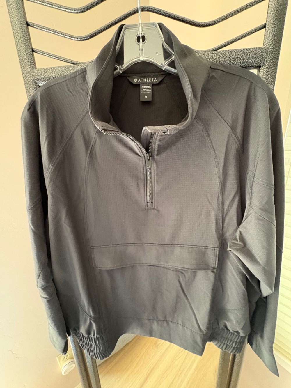 Athlete Ripstop Quarter Zip Pullover Anorak - Size M in Black